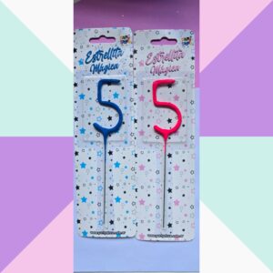 Velas Chispita Numero Rosa/Celeste