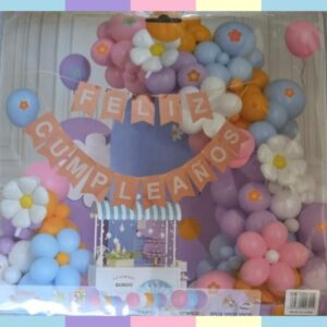 Kit Globos Pastel Feliz Cumpleaños 68pcs