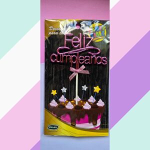 TOPPER FELIZ CUMPLEAÑOS FUCSIA